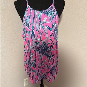 Lilly Pulitzer Vibrant Pink and Blue Women's Top Sz Large